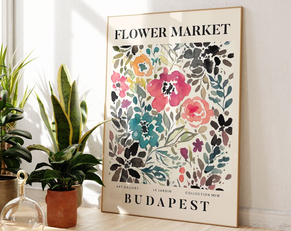 Budapest Abstract Flower Market Print Colourful Plant Art Modern Gallery Wall Art Floral Poster Gift For Friend Living Room Bedroom