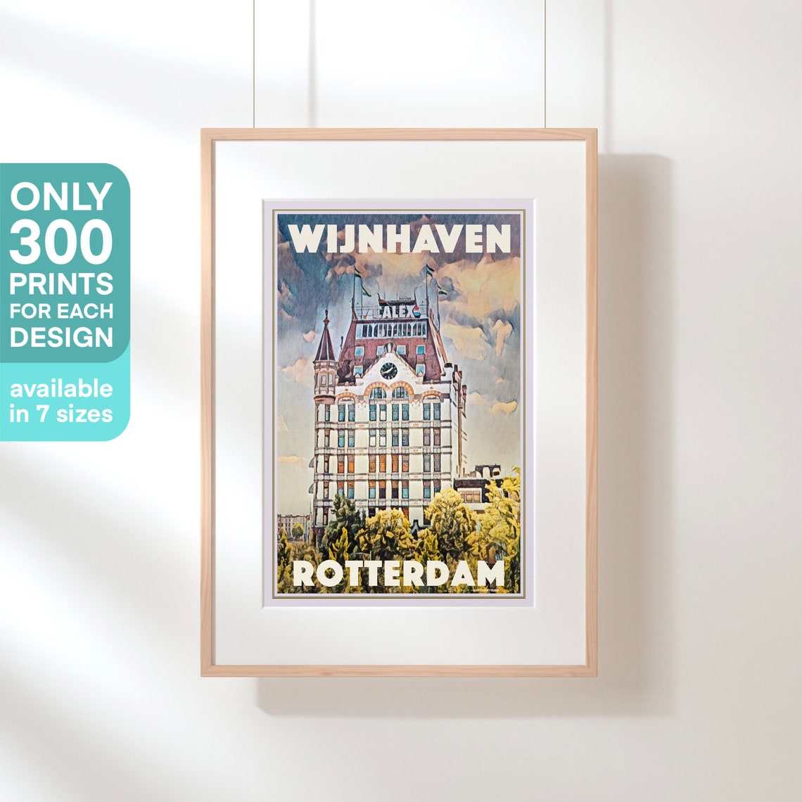 Rotterdam Wijnhaven Retro Travel Poster Dutch Historic Building Art - Image 3