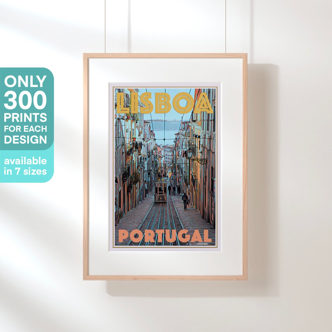 Lisboa Portugal Tram Steep Street Yellow Tram Retro Travel Poster - Image 3