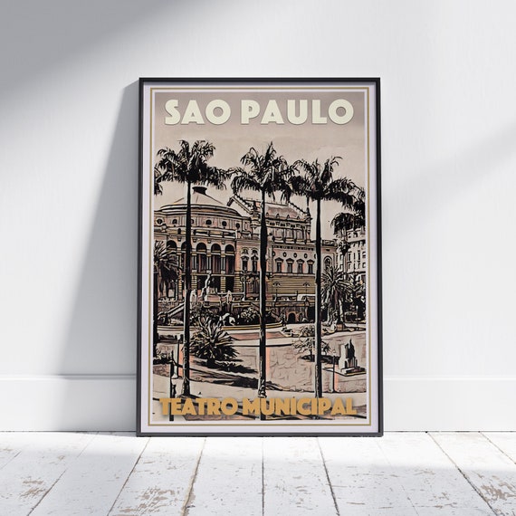 Sao Paulo Poster Teatro Municipal By Alecse Limited Edition Classic Brazil Travel Poster Brazil Gallery Wall Print Of Sao Paulo