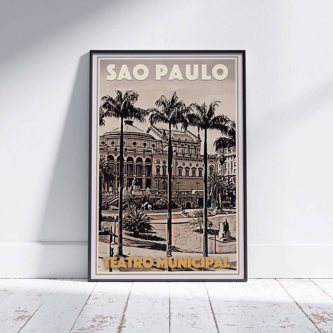 Sao Paulo Poster Teatro Municipal By Alecse Limited Edition Classic Brazil Travel Poster Brazil Gallery Wall Print Of Sao Paulo
