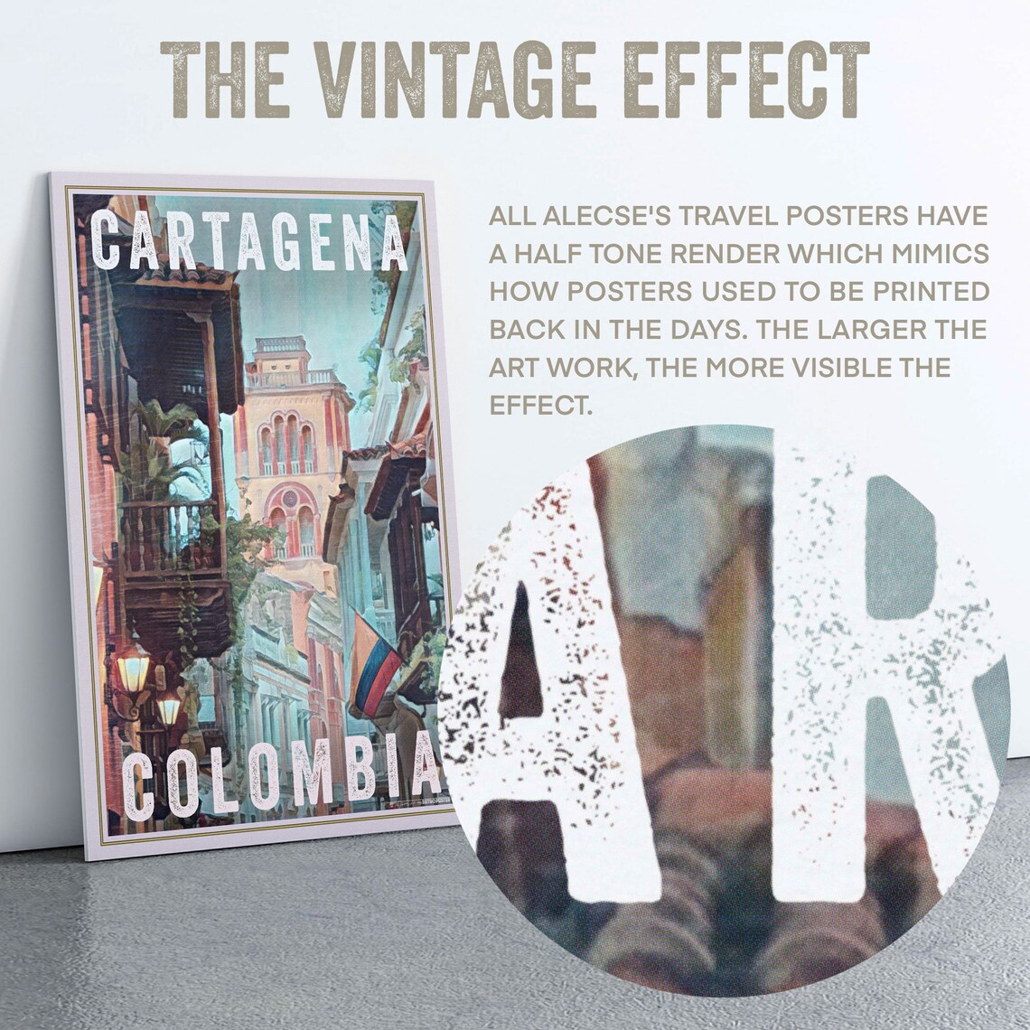 Cartagena Colombia Colonial Street Balconies Retro Travel Poster - Image 2
