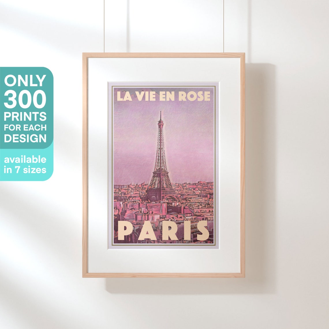 Paris La Vie en Rose Vintage Poster Eiffel Tower Pink Travel Art - Image 3