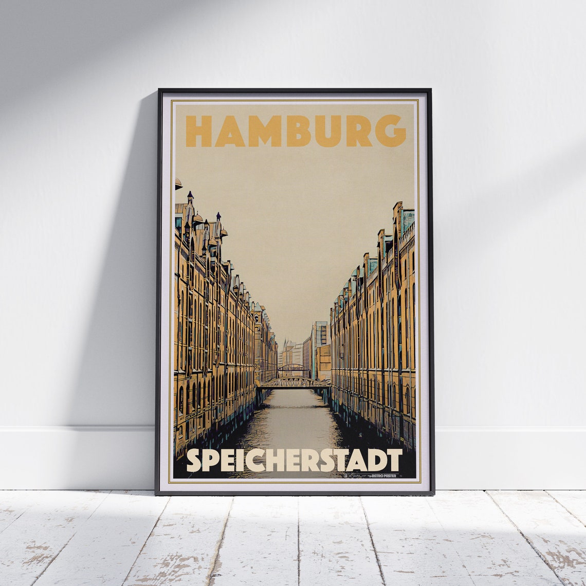 Hamburg Speicherstadt Historic Warehouse Canal Germany Travel Poster