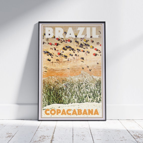 Copacabana Poster By Alecse Limited Edition Rio De Janeiro Print Brazil Travel Poster Copacabana Print Poster Of Rio De Janeiro