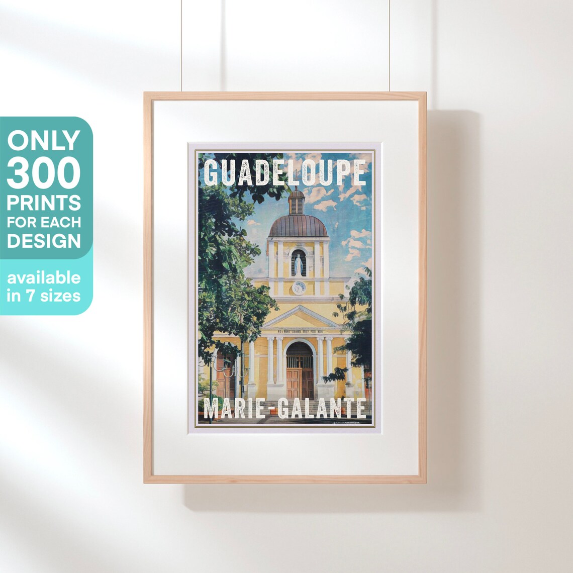 Guadeloupe Marie Galante Colonial Church Dome Vintage Travel Poster - Image 3