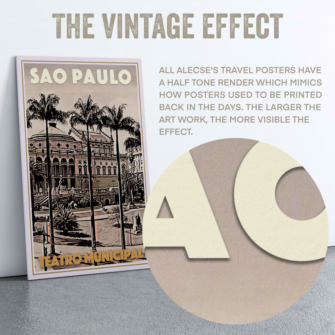Sao Paulo Teatro Municipal Historic Opera House Vintage Travel Poster - Image 2