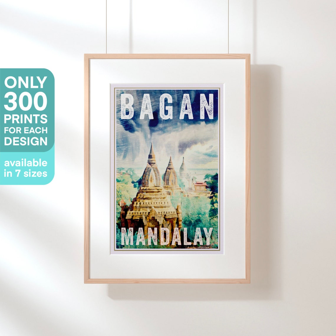 Bagan Mandalay Myanmar Retro Travel Poster Ancient Temple Artwork - Image 3