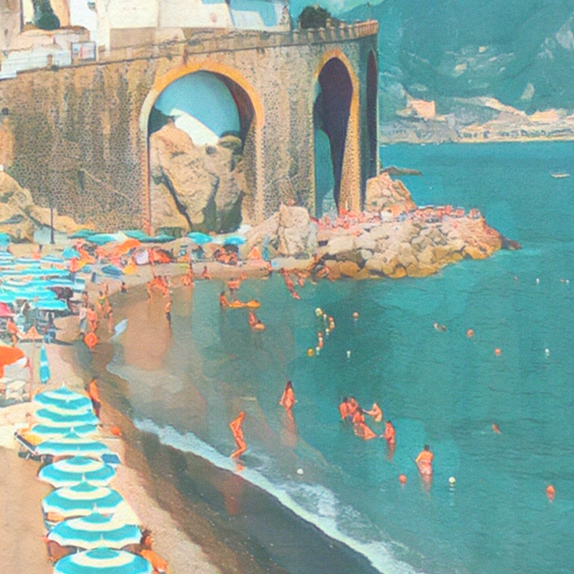 Atrani Amalfi Coast Beach Umbrellas Cliffside Village Travel Poster - Image 4