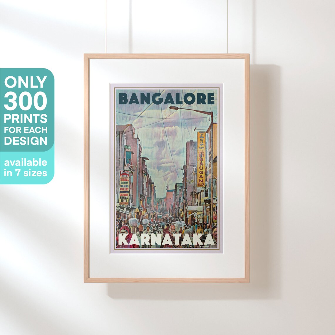 Bangalore Karnataka India Busy Market Street Retro Travel Poster - Image 3