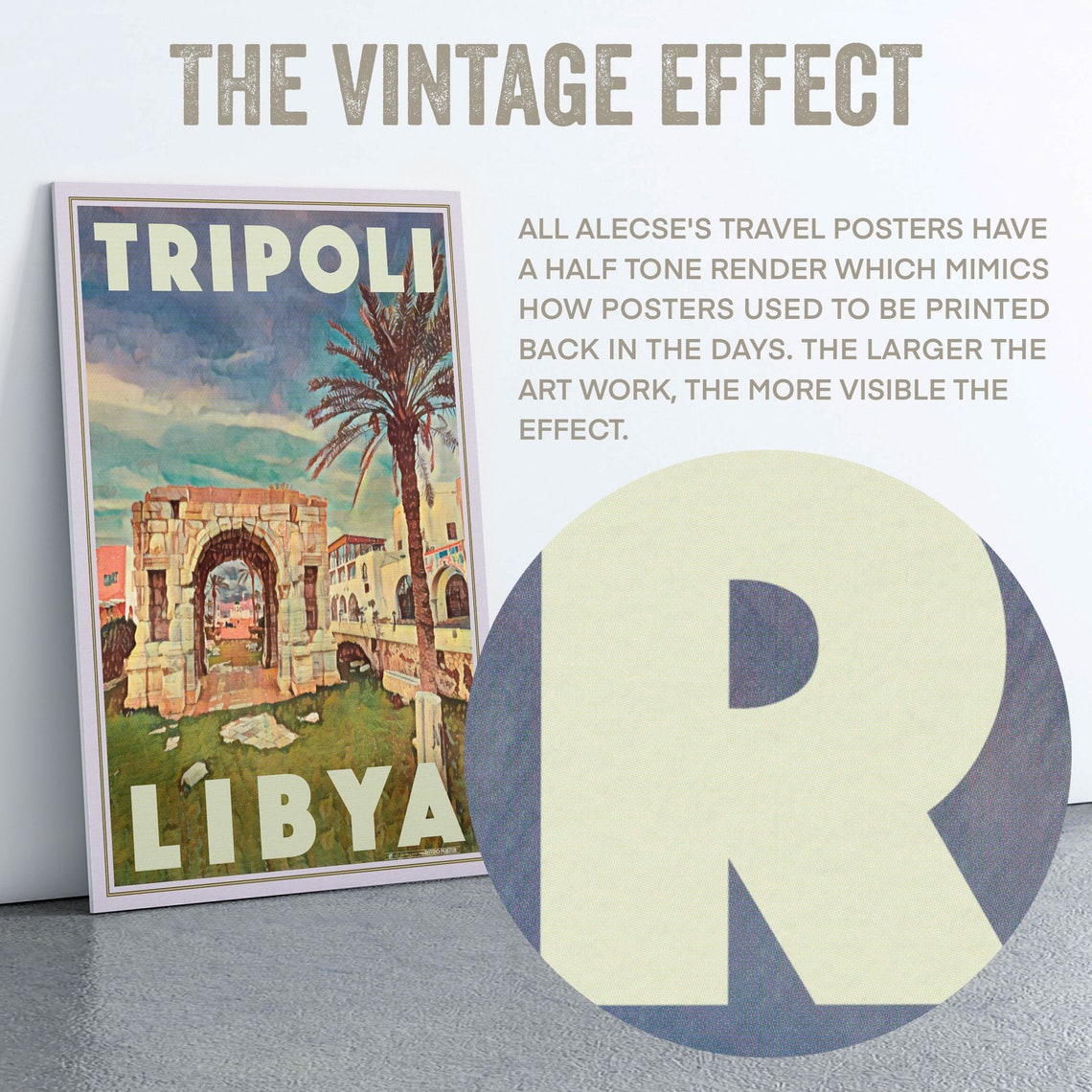 Tripoli Libya Marcus Aurelius Arch Roman Ruins Retro Travel Poster - Image 2