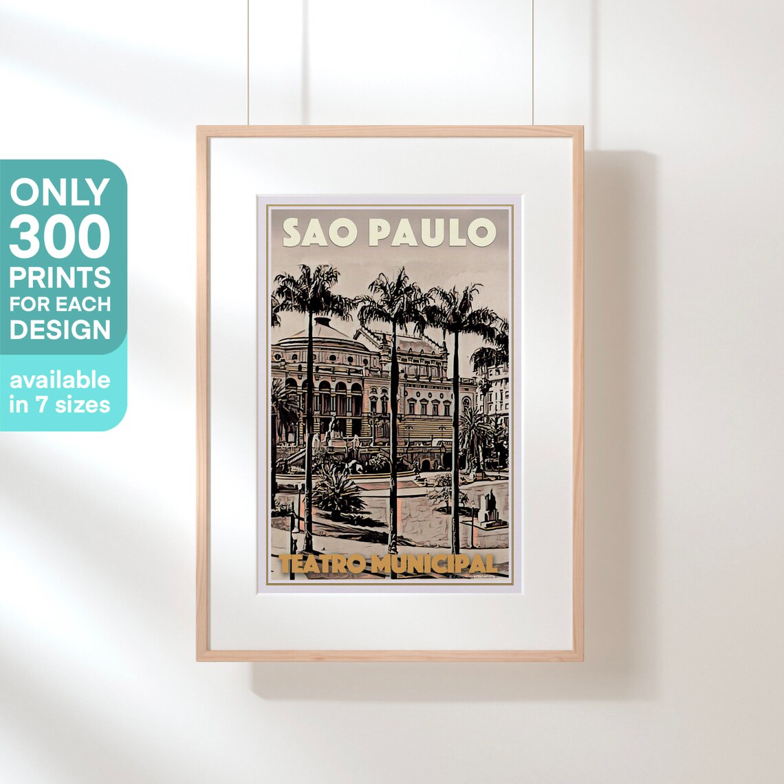 Sao Paulo Teatro Municipal Historic Opera House Vintage Travel Poster - Image 3