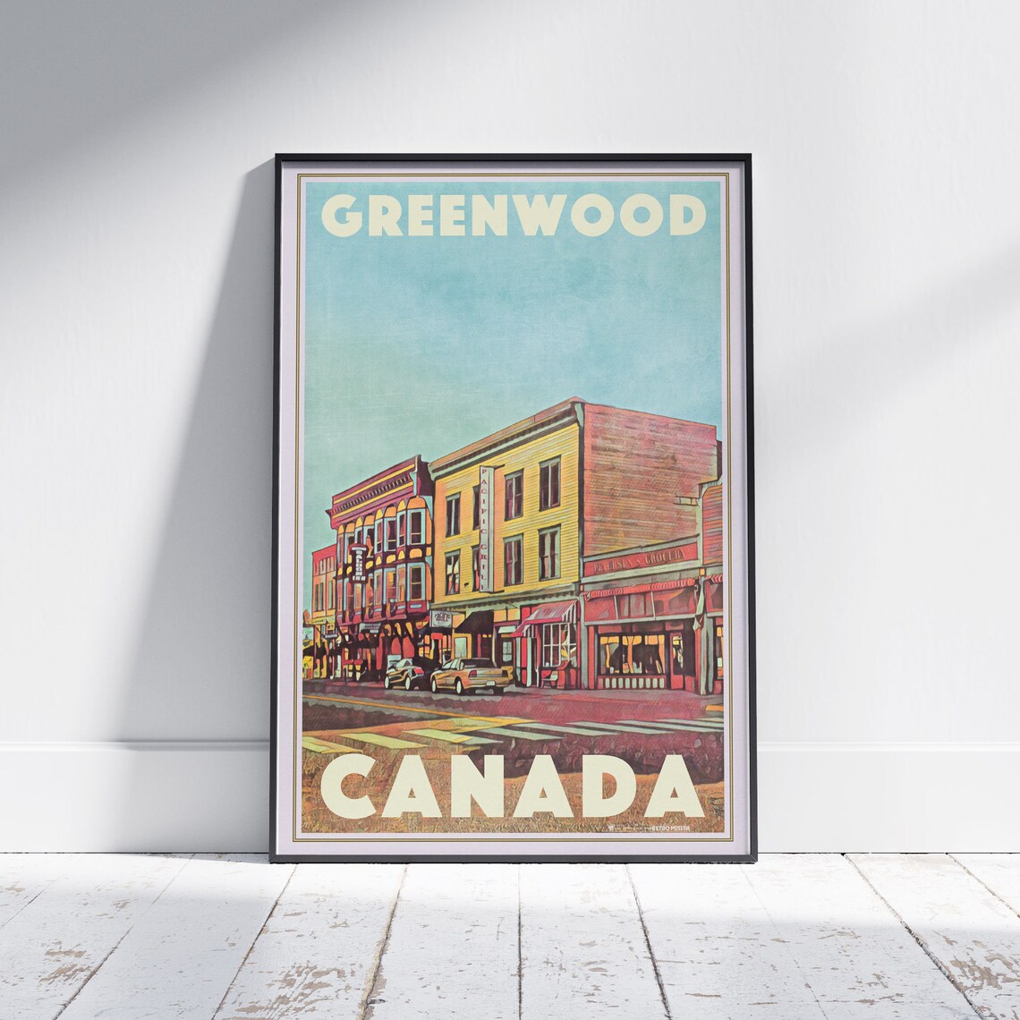 Greenwood British Columbia Vintage Travel Poster With Historic Street