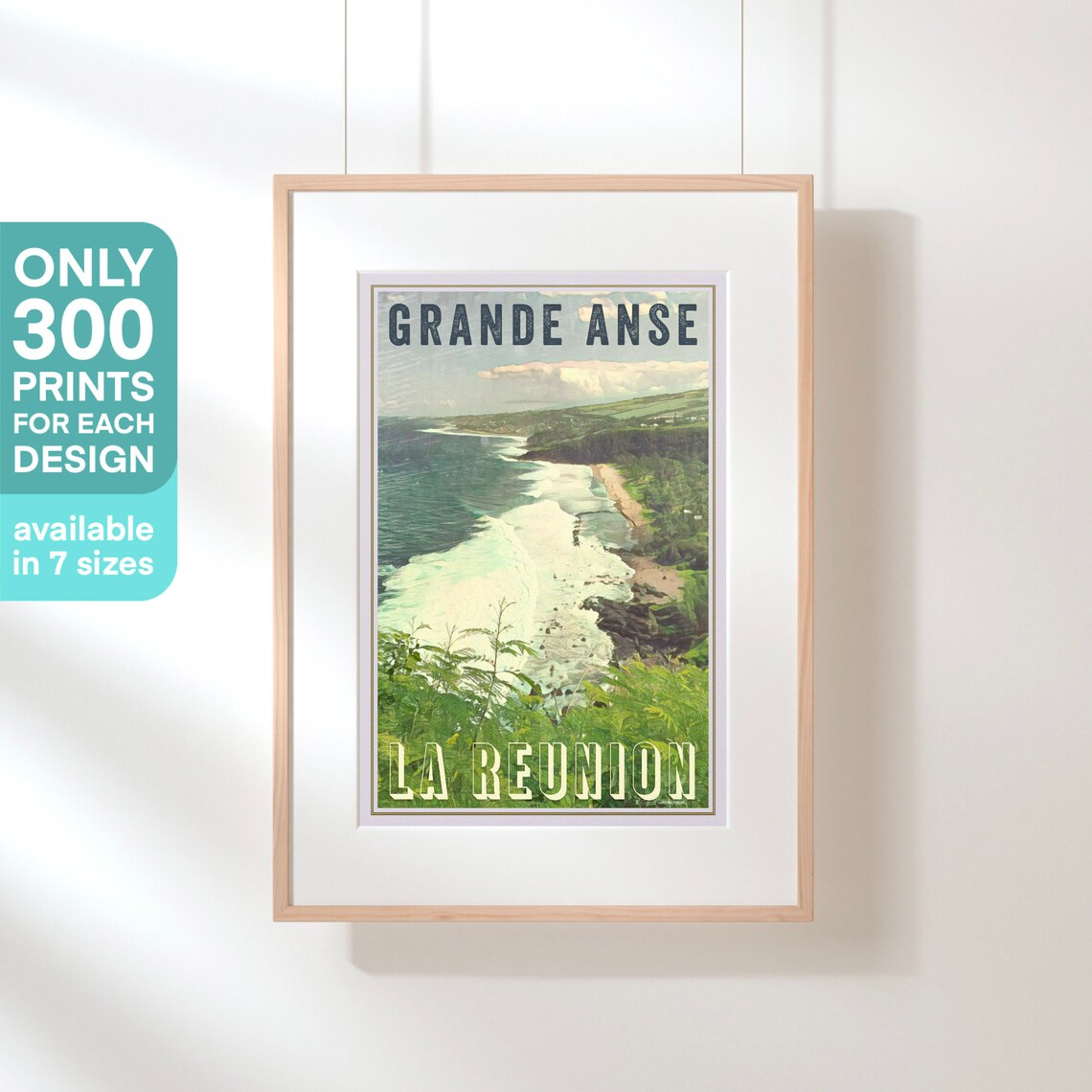 Grande Anse La Reunion Beach Surf Green Hills Vintage Travel Poster - Image 3
