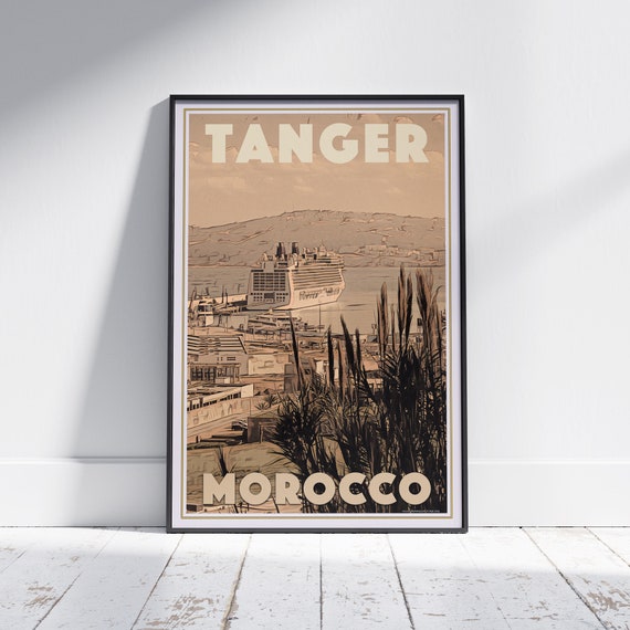 Tanger Poster Cruises By Alecse Limited Edition Morocco Travel Poster Morocco Print Tanger Print Moroccan Gift Poster Of Tanger
