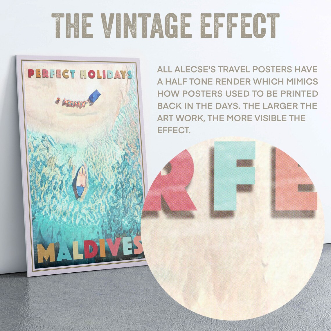Maldives Vintage Travel Poster Perfect Holidays Aerial Beach Art - Image 2
