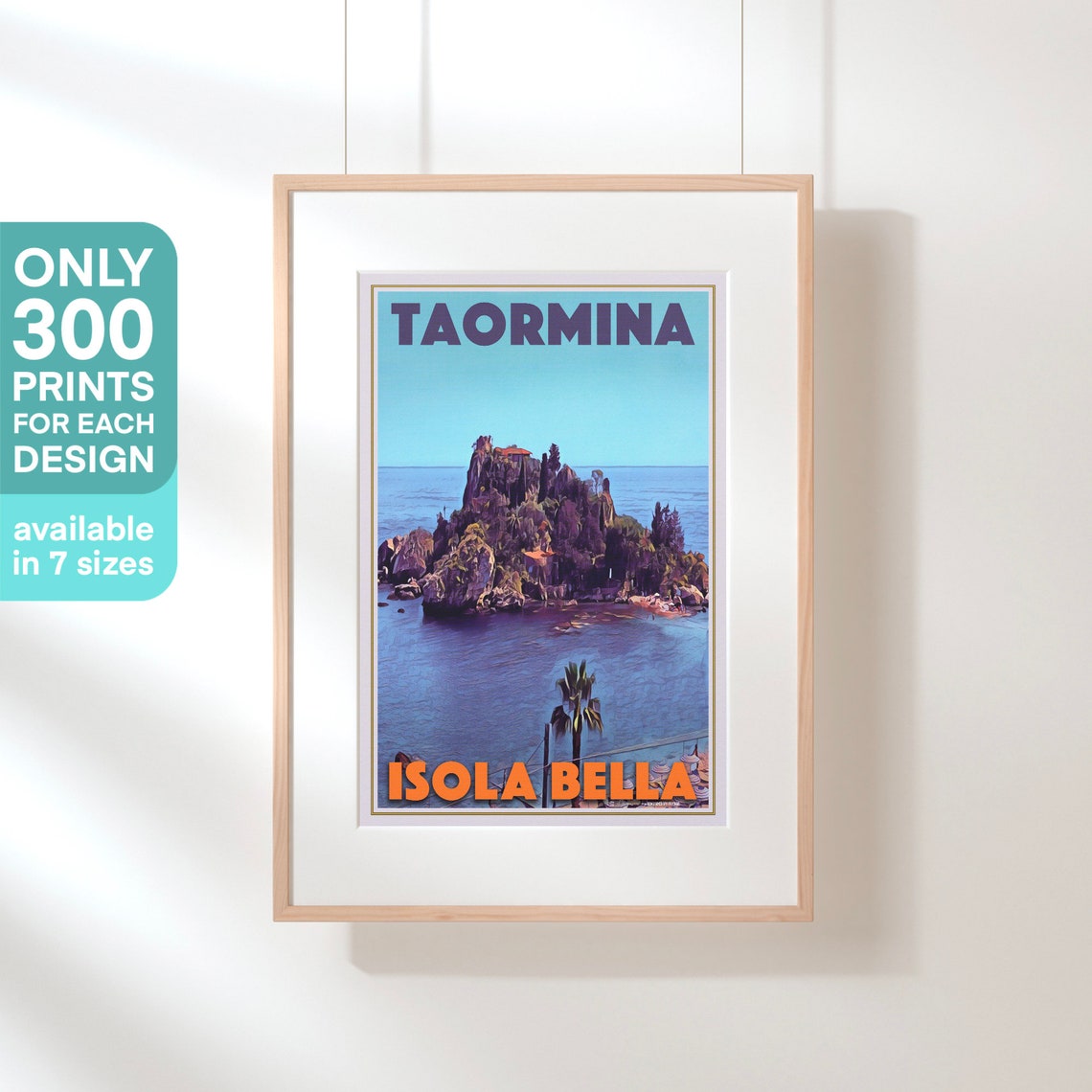 Taormina Poster Isola Bella By Alecse Limited Edition Sicily Travel Poster Italy Travel Poster Taormina Print Poster Of Taormina - Image 3