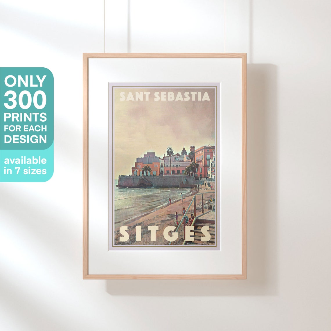 Sant Sebastia Beach Sitges Spain Seafront Scene Travel Poster - Image 3