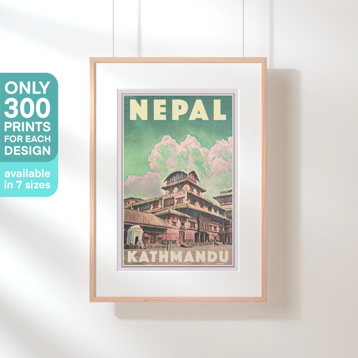 Kathmandu Nepal Himalayan Temple Architecture Vintage Travel Poster - Image 3
