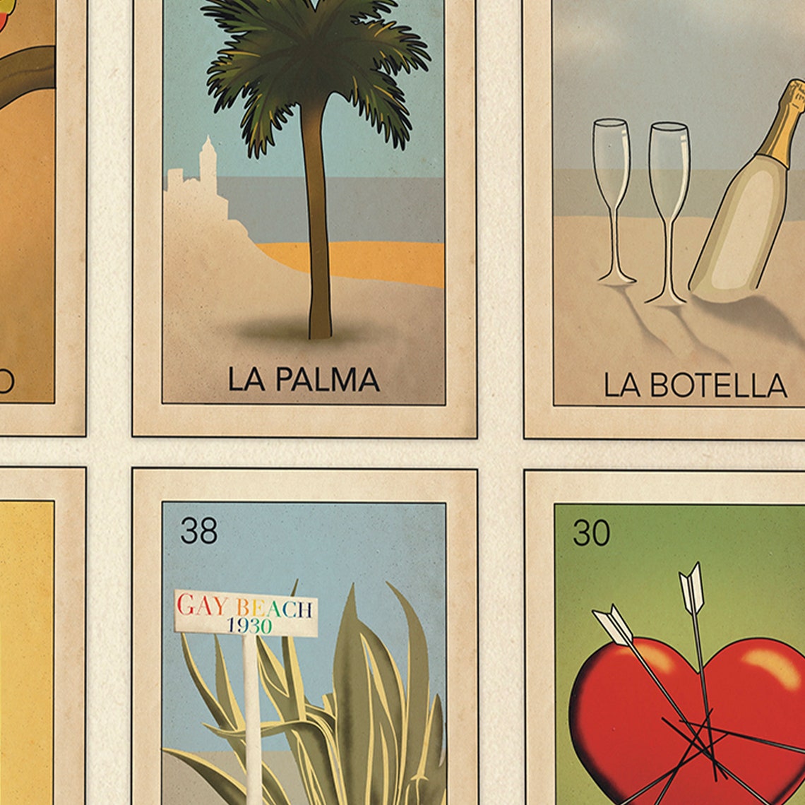 Loteria Sitgetana Verano Poster Limited Edition Art By Cha 16 Icons Of Sitges Inspired By Mexican Loteria Cards - Image 2