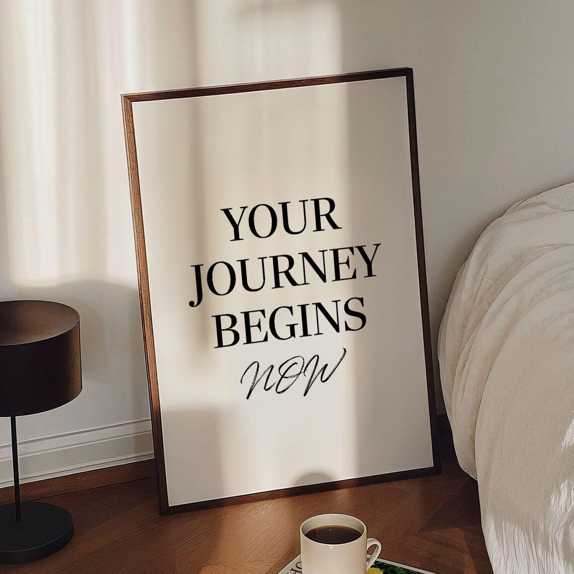 Your Journey Begins Now Minimalist Inspirational Quote Cream Poster