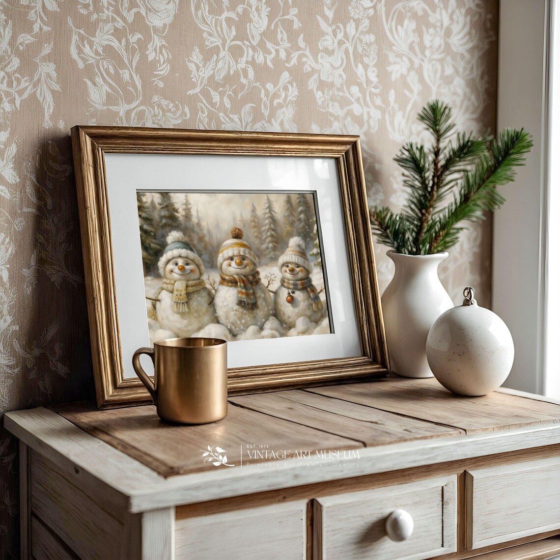 Funny Snowmen Three Sweet Brothers Art Print - Image 3