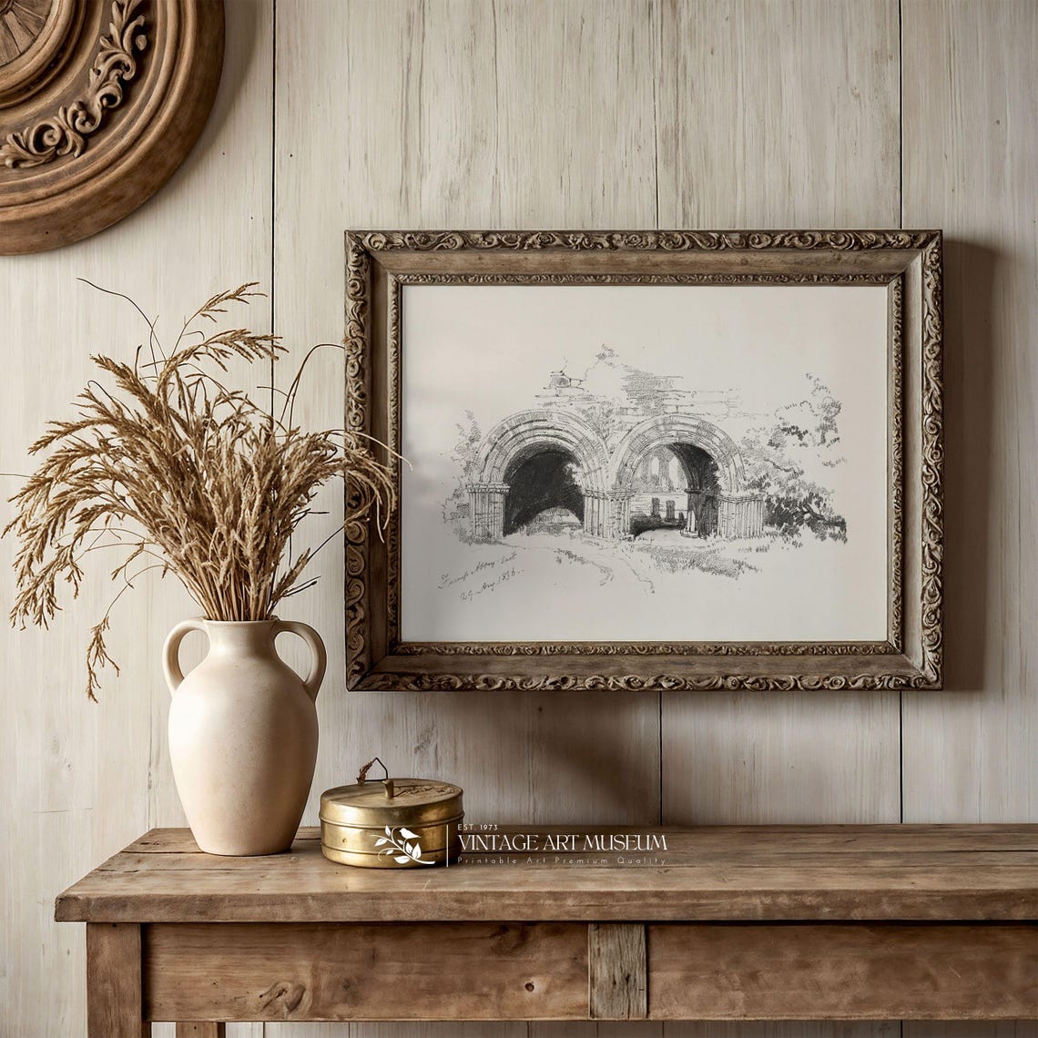 Furness Abbey Arches Antique Sketch Dated 1836 Architecture Wall Art - Image 3