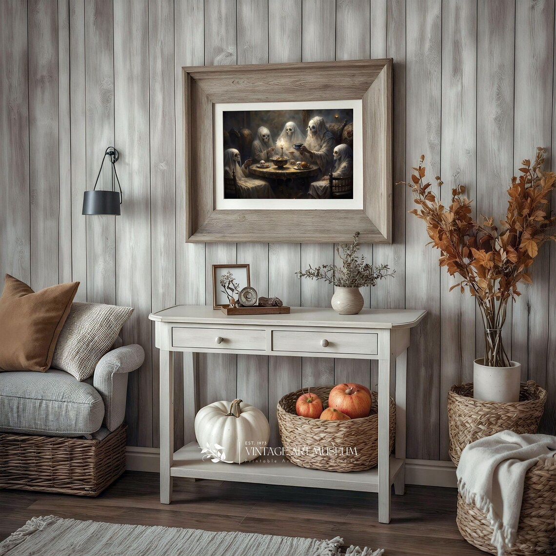 Ghost Tea Party Spooky Halloween Skeleton Ghosts Vintage Style Wall Art - Image 2