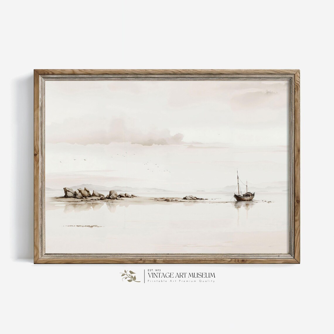 Moody Coastal Vintage Seaside Landscape Art Print