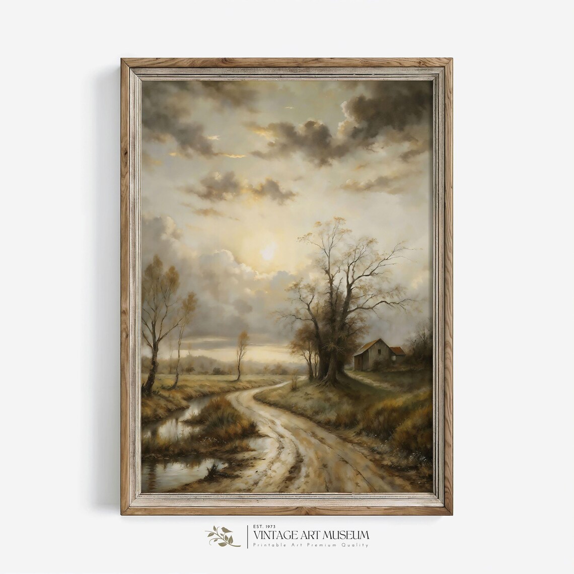 Vintage Country Landscape Painting, Rustic Europe Art Print