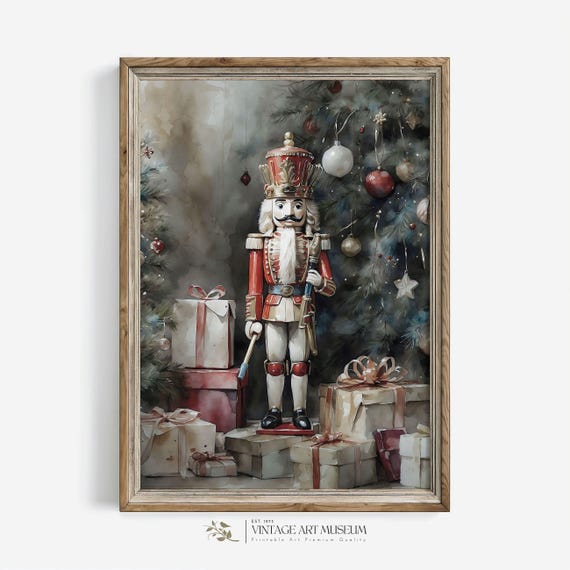 Vintage Nutcracker Christmas Watercolor Art Print