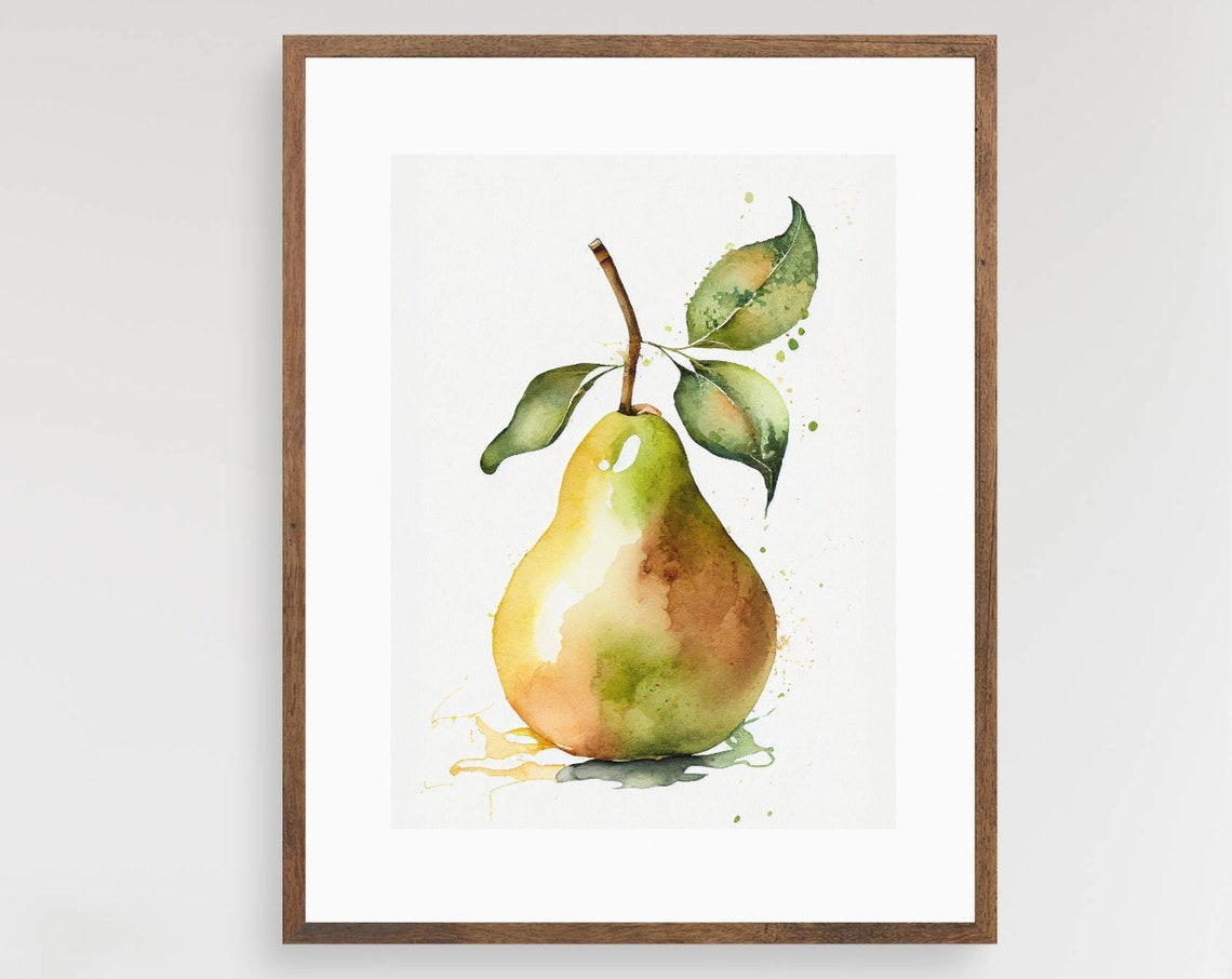 Watercolor Pear Single Fruit Botanical Kitchen Minimalist Wall Poster - Image 4