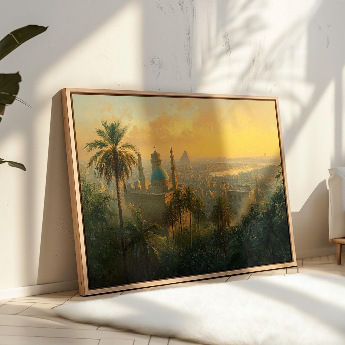 Golden Cairo Sunset, Egyptian Landscape Art Print