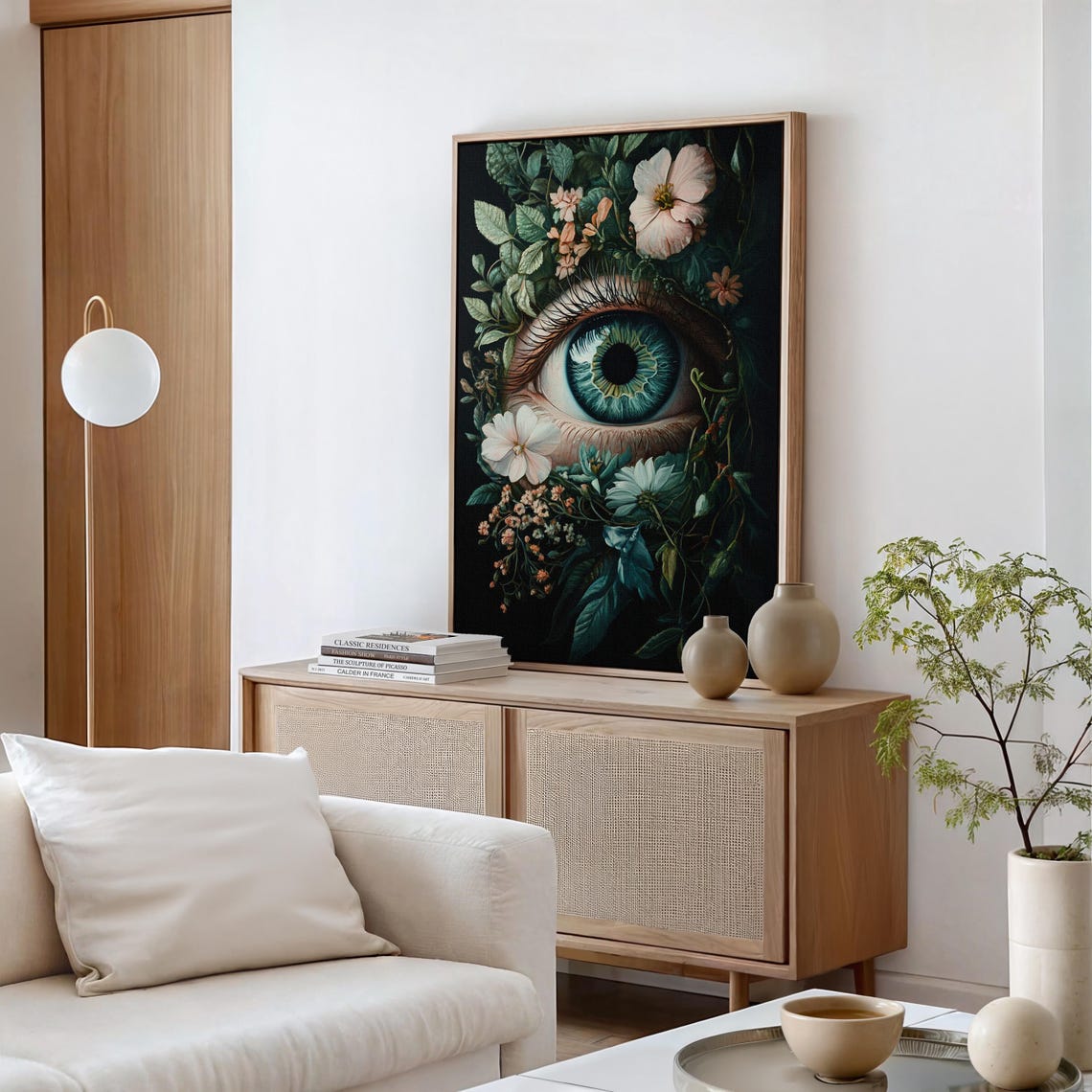 Surreal Botanical Eye Floral Vision Dark Green Nature Gothic Wall Art - Image 3