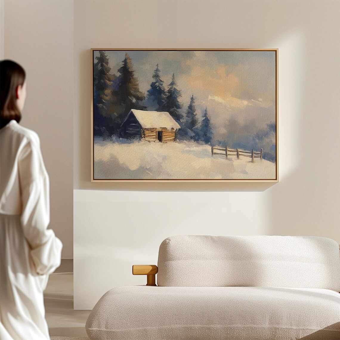 Cozy Winter Cabin in Snowy Landscape, Rustic Mountain Retreat - Image 2