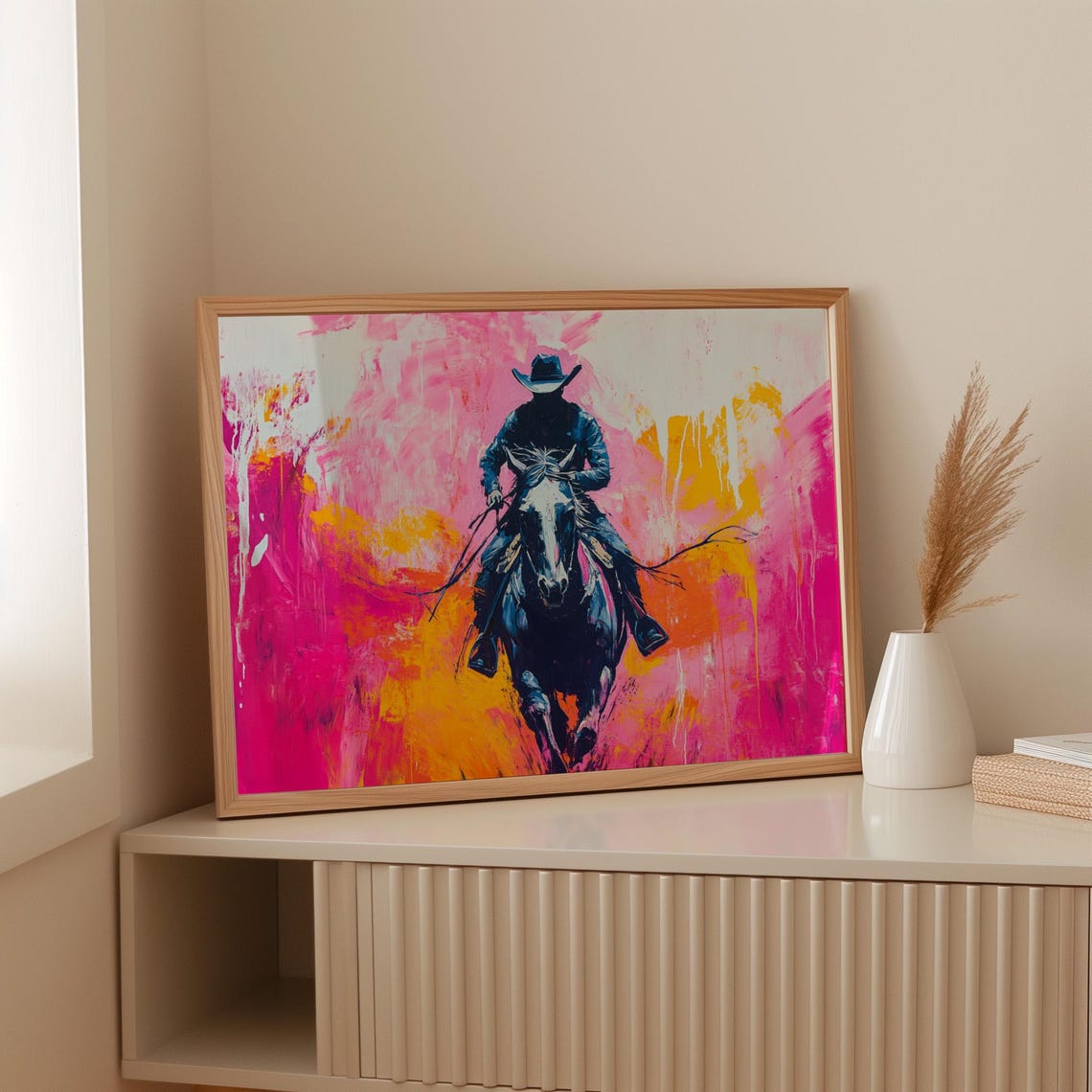 Vibrant Cowboy Abstract Western Artwork, Rodeo Decor - Image 3