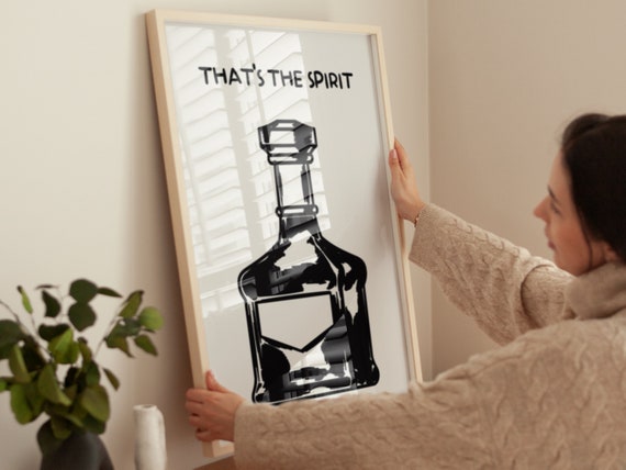 Thats The Spirit Bar Cart Poster Boho Minimalist Prints Modern Art Minimalist Bar Art File