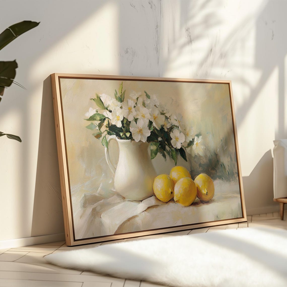 Vintage Still Life White Vase Blossoms Lemons Classic Kitchen Poster - Image 4