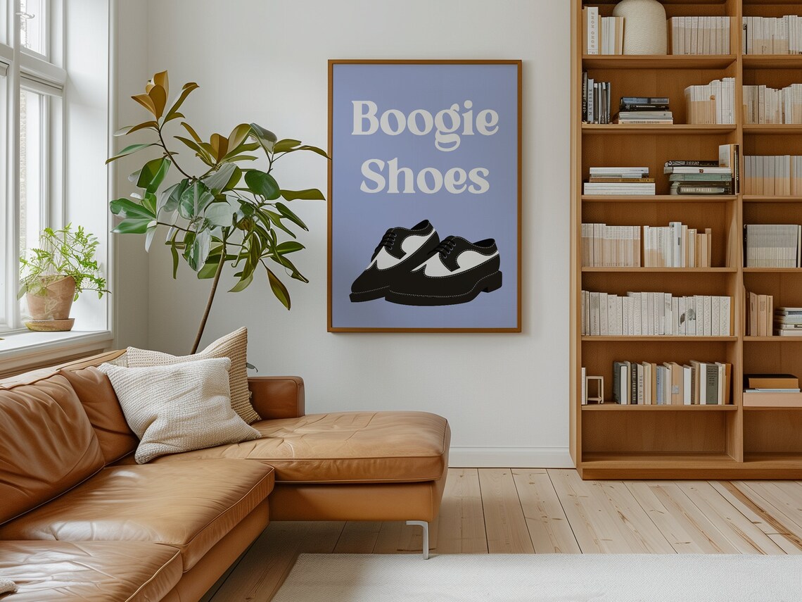 Boogie Shoes Retro Disco Typography Poster with Dancing Shoes Art - Image 4