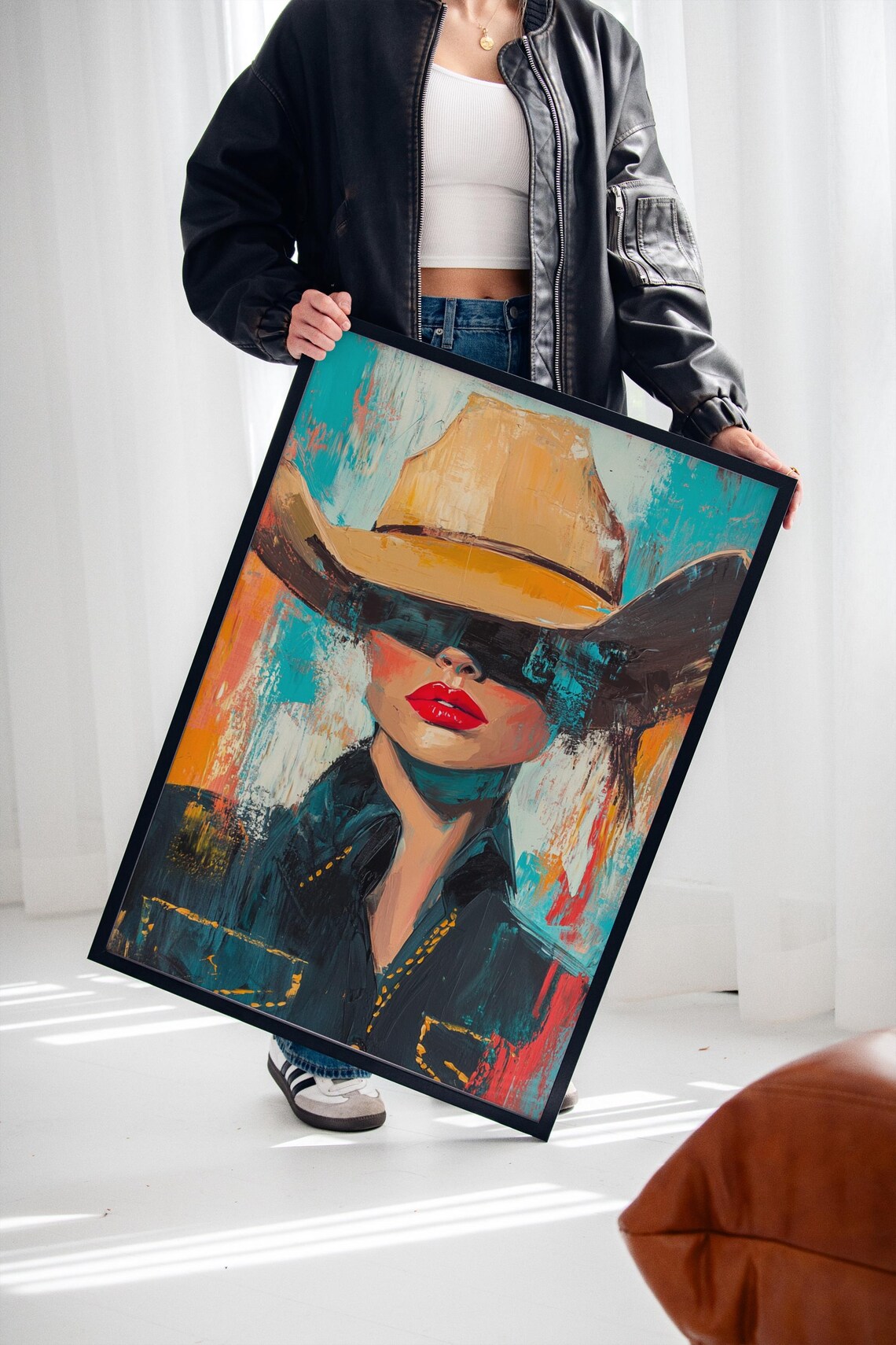 Bold Cowgirl Portrait, Modern Southwestern Art Print - Image 2