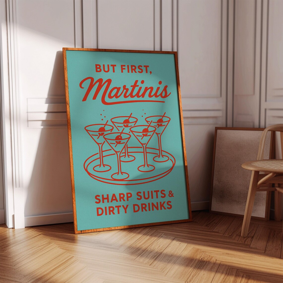 But First Martinis Bold Retro Cocktail Poster - Image 3