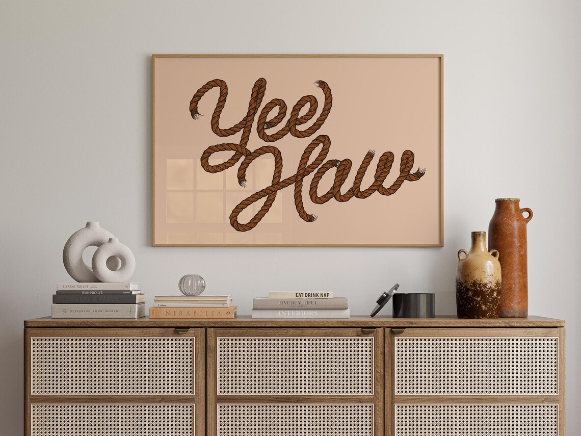 Yee Haw Rope Typography, Western Cowboy Decor - Image 2