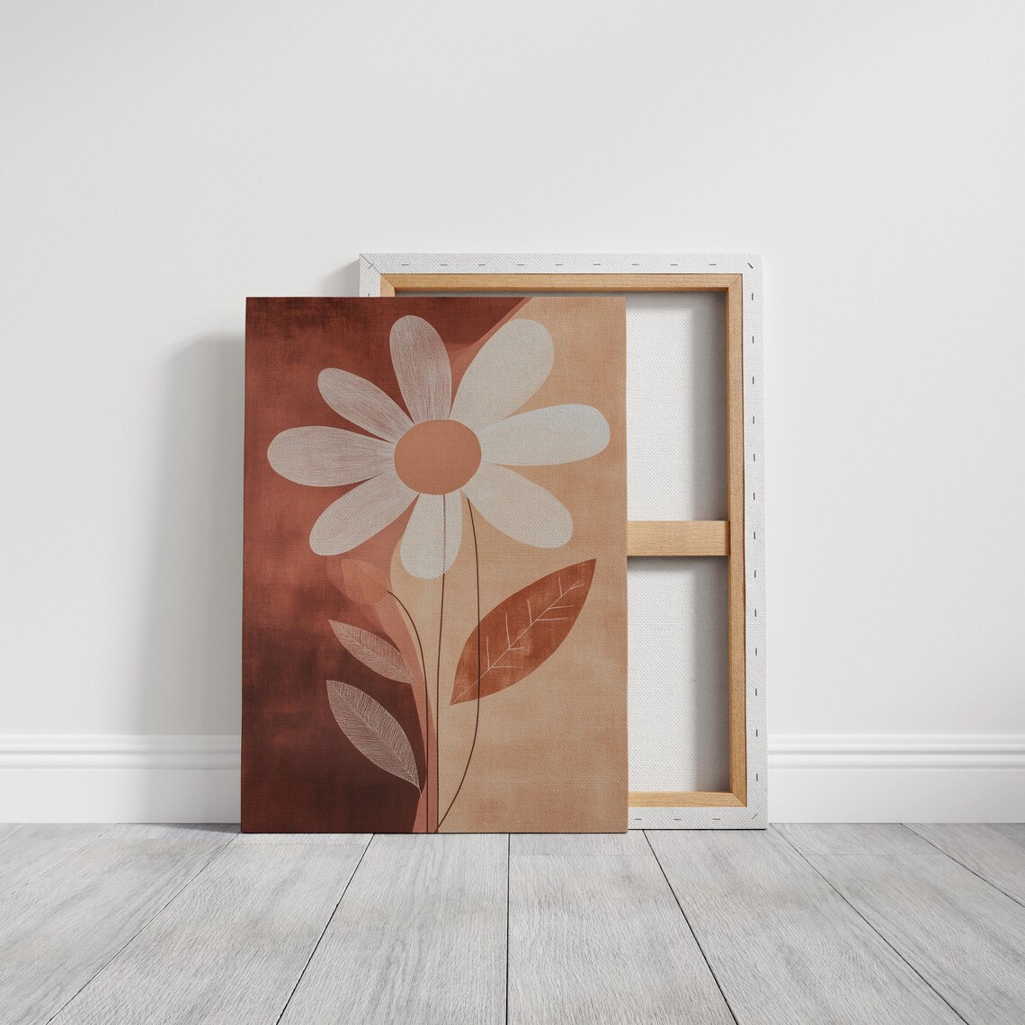 Terracotta Daisy Minimalist Modern Earthy Floral Botanical Wall Poster - Image 5