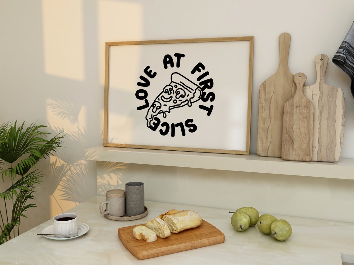 Love At First Slice Dripping Pizza Fun Retro Kitchen Wall Poster - Image 2