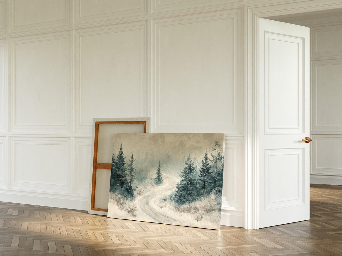 Snowy Forest Path, Serene Winter Landscape - Image 3