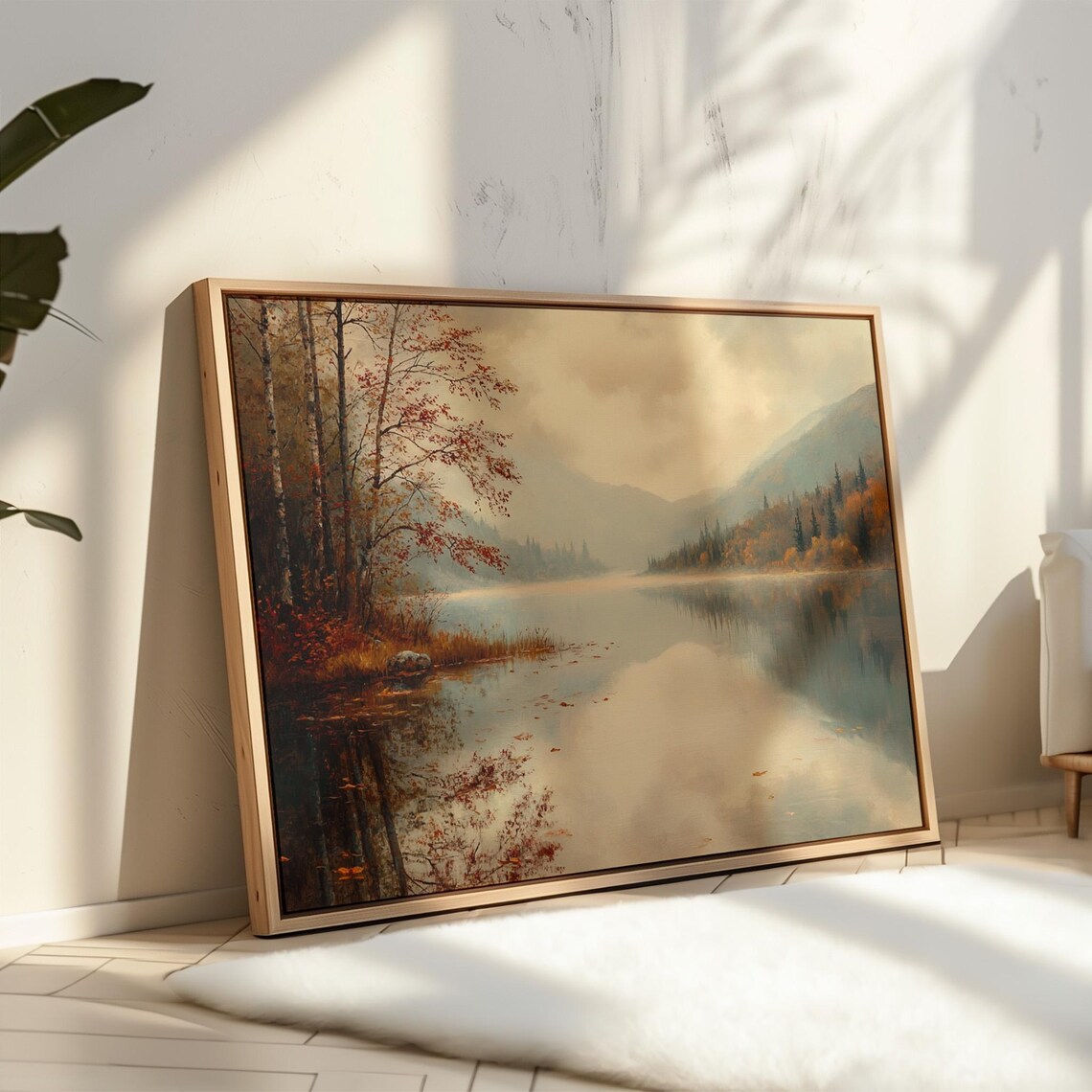 Misty Autumn Lake, Tranquil Foggy Forest Landscape - Image 4