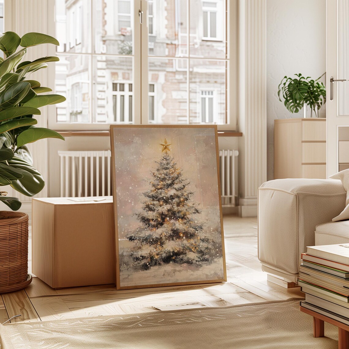 Cozy Snowy Christmas Tree, Festive Winter Art Print - Image 4