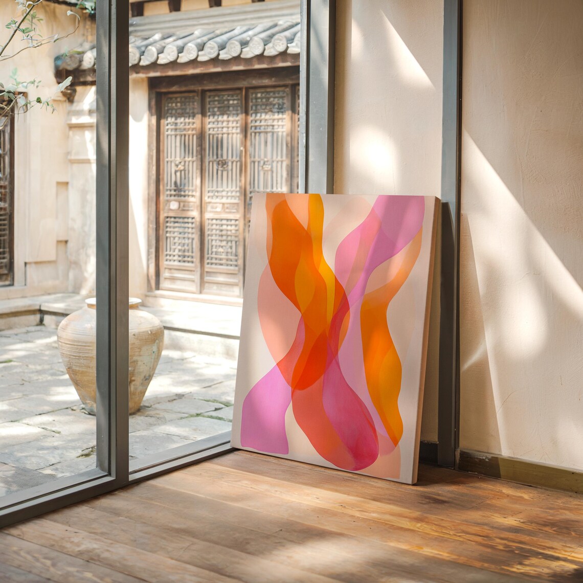 Vibrant Abstract Flow Of Warm And Bright Colors With Overlapping Pink Orange And Yellow Shapes - Image 3