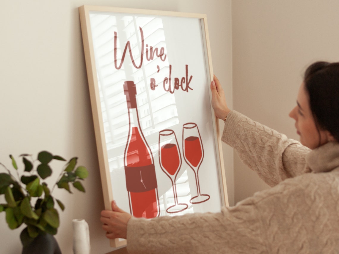 Wine Oclock Boho Minimalist Modern Art - Image 2