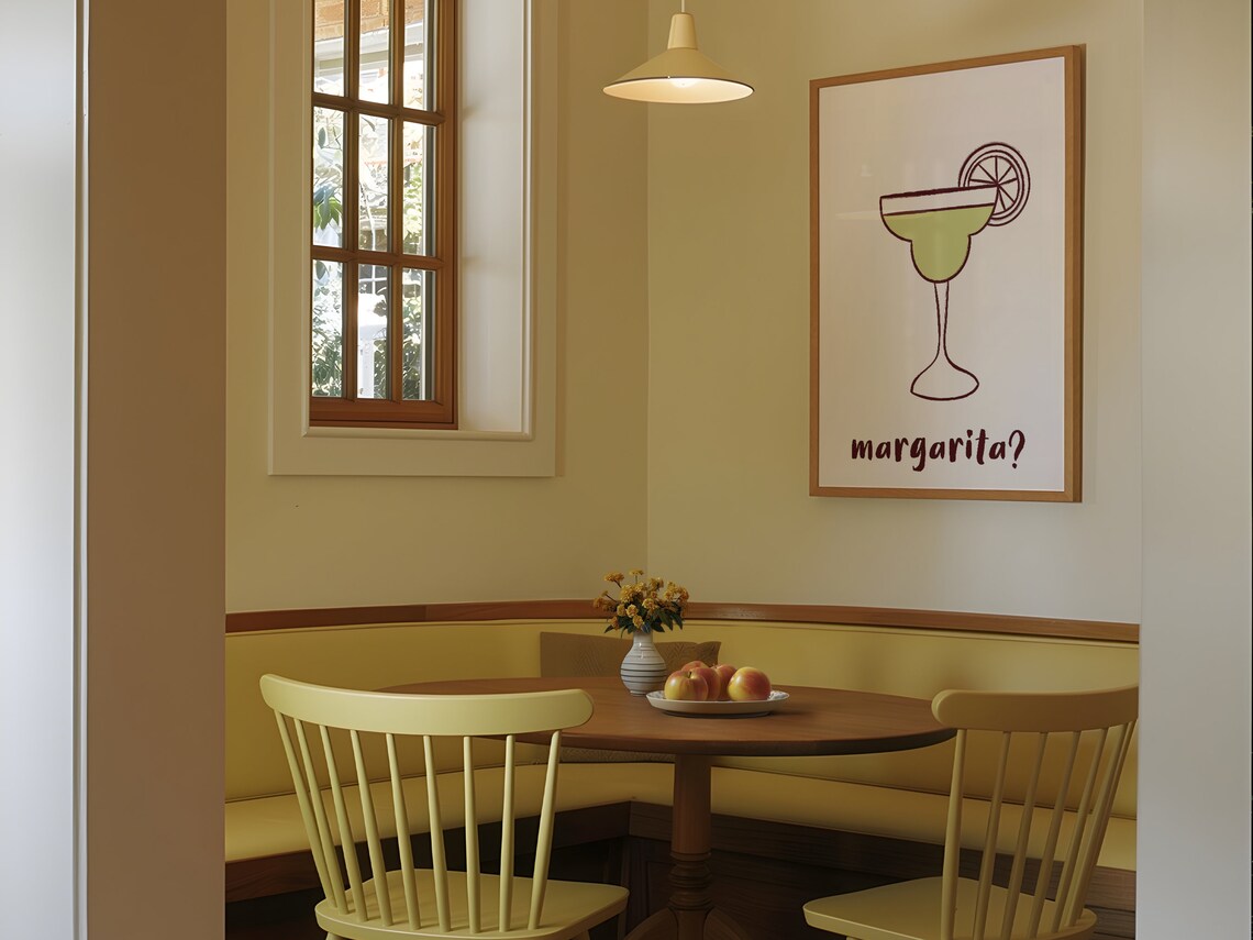Margarita Cocktail Illustration Retro Lime Bar Cart Wall Print - Image 2
